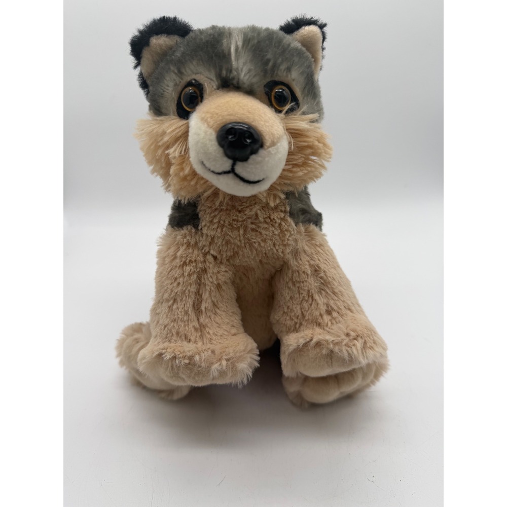 Teddy Mountain Wolf Plush Stuffed Animal Grey Tan Sitting 10 inch 0287